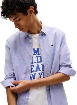 Hemd Tommy Jeans Oxford Slim Blau für Herren