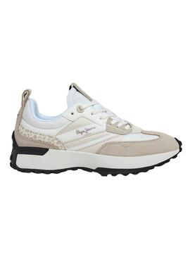Sneaker Pepe Jeans Lucky Print in Beige für Damen.