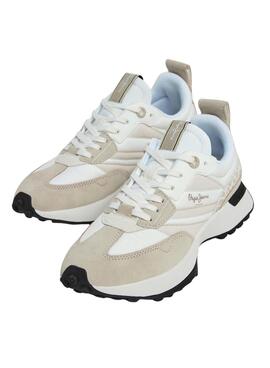 Sneaker Pepe Jeans Lucky Print in Beige für Damen.