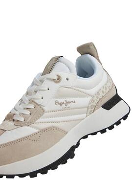 Sneaker Pepe Jeans Lucky Print in Beige für Damen.