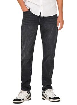Jeans Only and Sons Yoke con corte cónico en negro para hombre