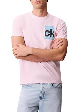 T-Shirt Calvin Klein Jeans Box rosa für Herren