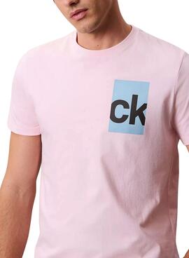 T-Shirt Calvin Klein Jeans Box rosa für Herren
