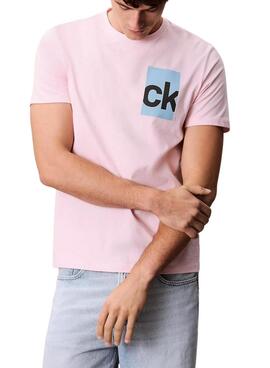 T-Shirt Calvin Klein Jeans Box rosa für Herren