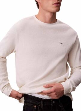 T-Shirt Calvin Klein Jeans Waffle Badge Weiß für Herren