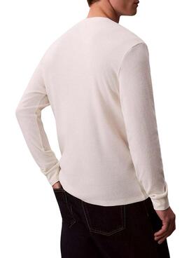 T-Shirt Calvin Klein Jeans Waffle Badge Weiß für Herren