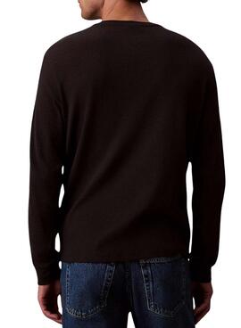 T-Shirt Calvin Klein Jeans Waffle Badge schwarz für Herren