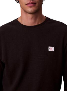 T-Shirt Calvin Klein Jeans Waffle Badge schwarz für Herren