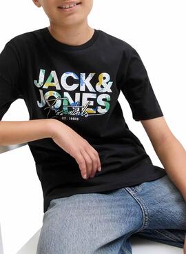 T-Shirt Jack and Jones Geplas schwarz für Jungen