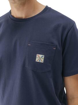 T-Shirt El Pulpo mit marineblauer Tasche für Männer