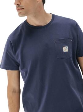 T-Shirt El Pulpo mit marineblauer Tasche für Männer