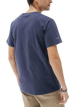 T-Shirt El Pulpo mit marineblauer Tasche für Männer