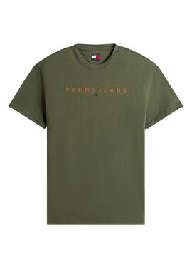 T-Shirt Tommy Jeans Linear Logo in Grün für Herren