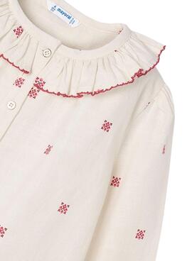 Bluse Mayoral mit Rüschenkragen und Print für Mädchen.