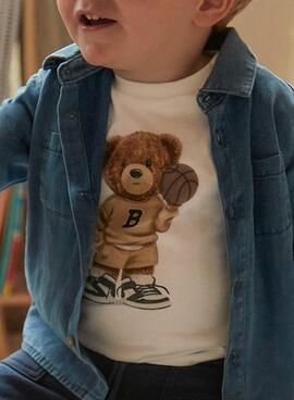 T-shirt Mayoral Bär Langarm Weiß Baby