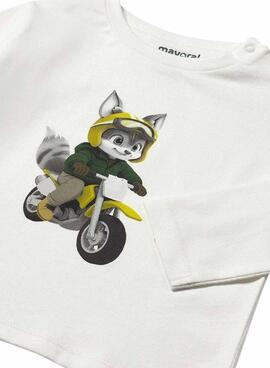 T-shirt Mayoral Motorradfahrer weiß für Baby