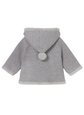 Jacke Mayoral Strickjacke mit grauem Pelz für Baby.