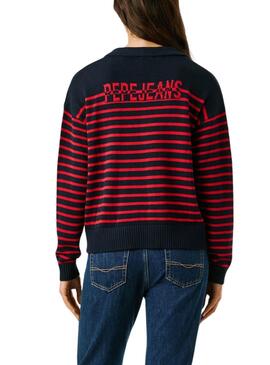 Trikot Pepe Jeans Carlina blau und rot für Damen