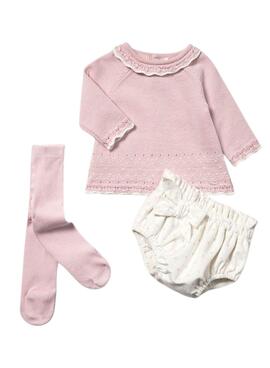 Set Mayoral 3-teilig rosa für Neugeborene.