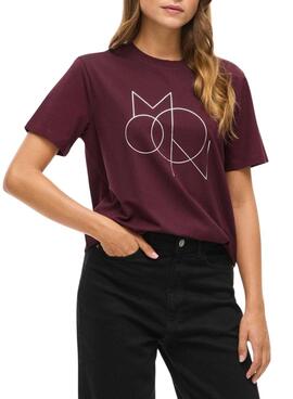 T-Shirt Vila Vinora in Burgund mit Druck für Damen