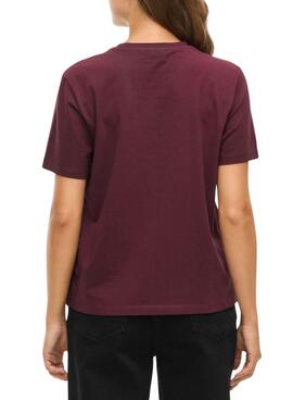 T-Shirt Vila Vinora in Burgund mit Druck für Damen