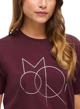T-Shirt Vila Vinora in Burgund mit Druck für Damen