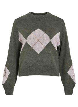 Vila Viranja Jersey mit Rautenmuster für Damen