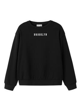 Sweatshirt Name It Nevea entspannt Schwarz für Mädchen.