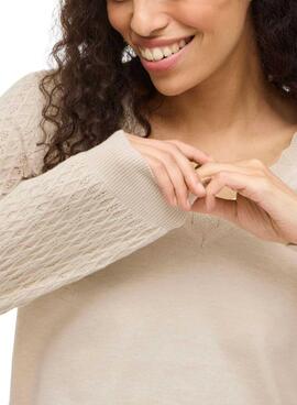 Vila Viemi Jersey beige für Damen, umkehrbar.