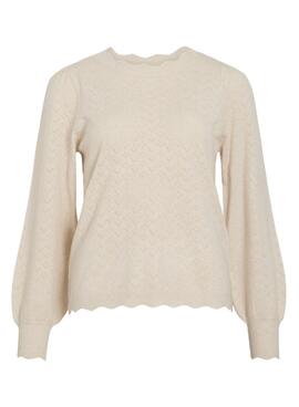 Strickpullover Vila Viemi beige für Damen
