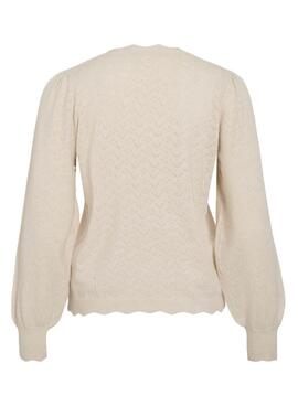 Strickpullover Vila Viemi beige für Damen