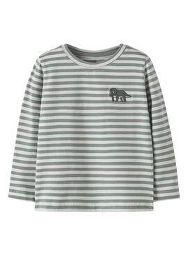T-shirt Name It Nitu Streifen grün für Jungen.