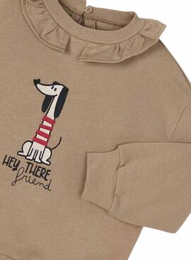 Sweatshirt Mayoral mit Rüschenkragen in Kamel für Mädchen