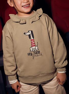 Sweatshirt Mayoral mit Rüschenkragen in Kamel für Mädchen