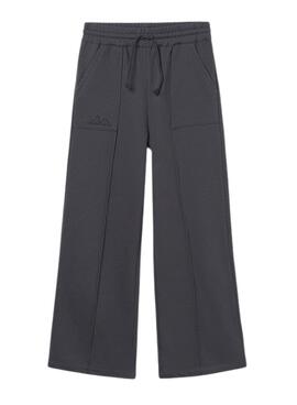 Lange graue Mädchenhose Mayoral aus Frottee mit weitem Beinschnitt.