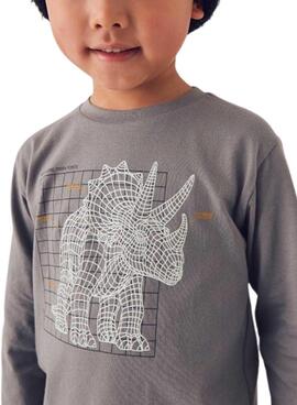 T-shirt Mayoral interaktives graues Dinosaurier-Jungenhemd