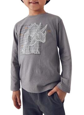 T-shirt Mayoral interaktives graues Dinosaurier-Jungenhemd
