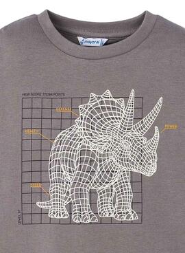 T-shirt Mayoral interaktives graues Dinosaurier-Jungenhemd