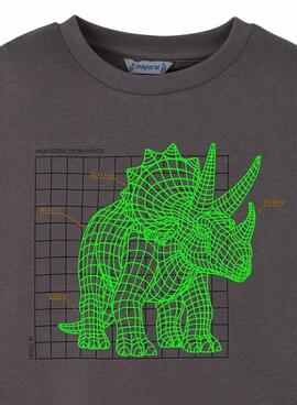 T-shirt Mayoral interaktives graues Dinosaurier-Jungenhemd
