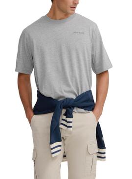 Graues Silbon Tennis Society T-Shirt für Männer