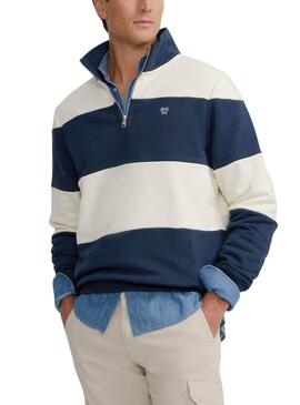Sudadera Silbon Streifenblau und beige für Männer