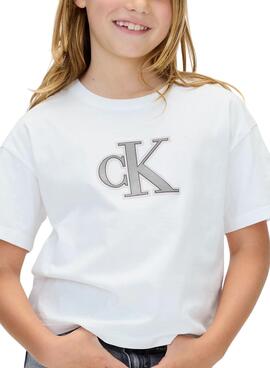 T-Shirt Calvin Klein Festive Logo Weiß Mädchen