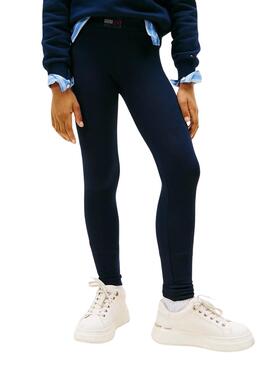 Leggings Tommy Hilfiger eng anliegendes Rhine-Logo in Marineblau für Mädchen.