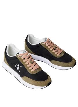 Sneakers Calvin Klein Jeans Retro Runner in Schwarz und Grün für Damen