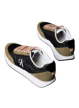 Sneakers Calvin Klein Jeans Retro Runner in Schwarz und Grün für Damen