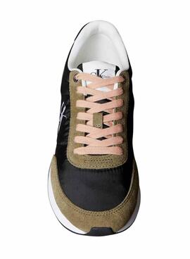 Sneakers Calvin Klein Jeans Retro Runner in Schwarz und Grün für Damen