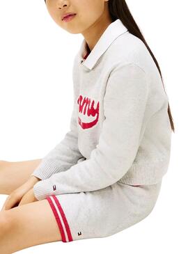 Tommy Hilfiger Varsity grauer Strickrock für Mädchen