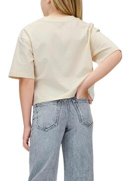 T-Shirt Calvin Klein Toweling Monologue Beige Mädchen