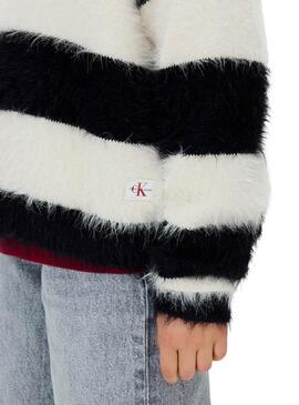 Calvin Klein gestreiftes Jersey in Schwarz und Weiß für Mädchen.
