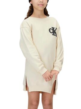 Kleid Calvin Klein Towling Monogramm beige Mädchen